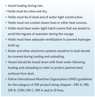 FIGURE 12 Guidelines for shipping CDRI and HBI by Sea